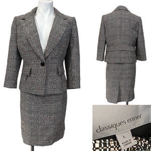Classiques Entier skirt suit size L/10 tweed multicolor long sleeve 2-piece suit